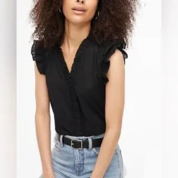 J Crew Factory Sleeveless ruffle top in black - Picture 1 of 4